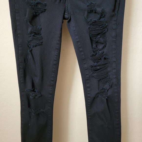 Agolde Sophie High Rise Distressed Skinny Black Denim Jeans - Picture 5 of 16